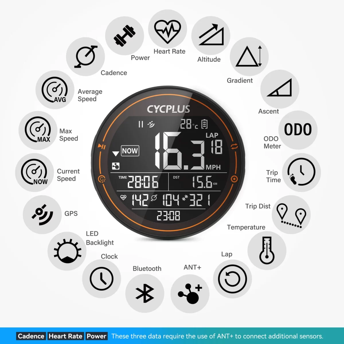 Велокомпьютер CYCPLUS M2 GPS Bluetooth